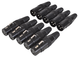 XLR 3 Pin Connector Pack with 5 Male 